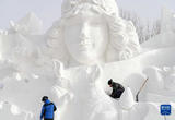 第35届太阳岛雪博会雪雕作品渐次完成雕刻